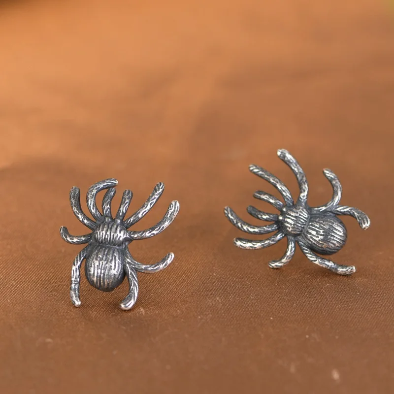 Halloween Retro Silvery Color Wolf Spider Earring Metal Big Horrible Faux 3D Giant Spider Earring Halloween Costumes Accessories