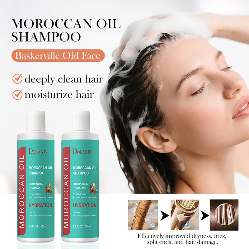 Champú de Aceite de Argán Marroquí DOLANJN, Limpieza Profunda del Cuero Cabelludo, Alivia la Picazón, Reduce la Secreción de Grasa, Cabello Refrescante y Voluminoso