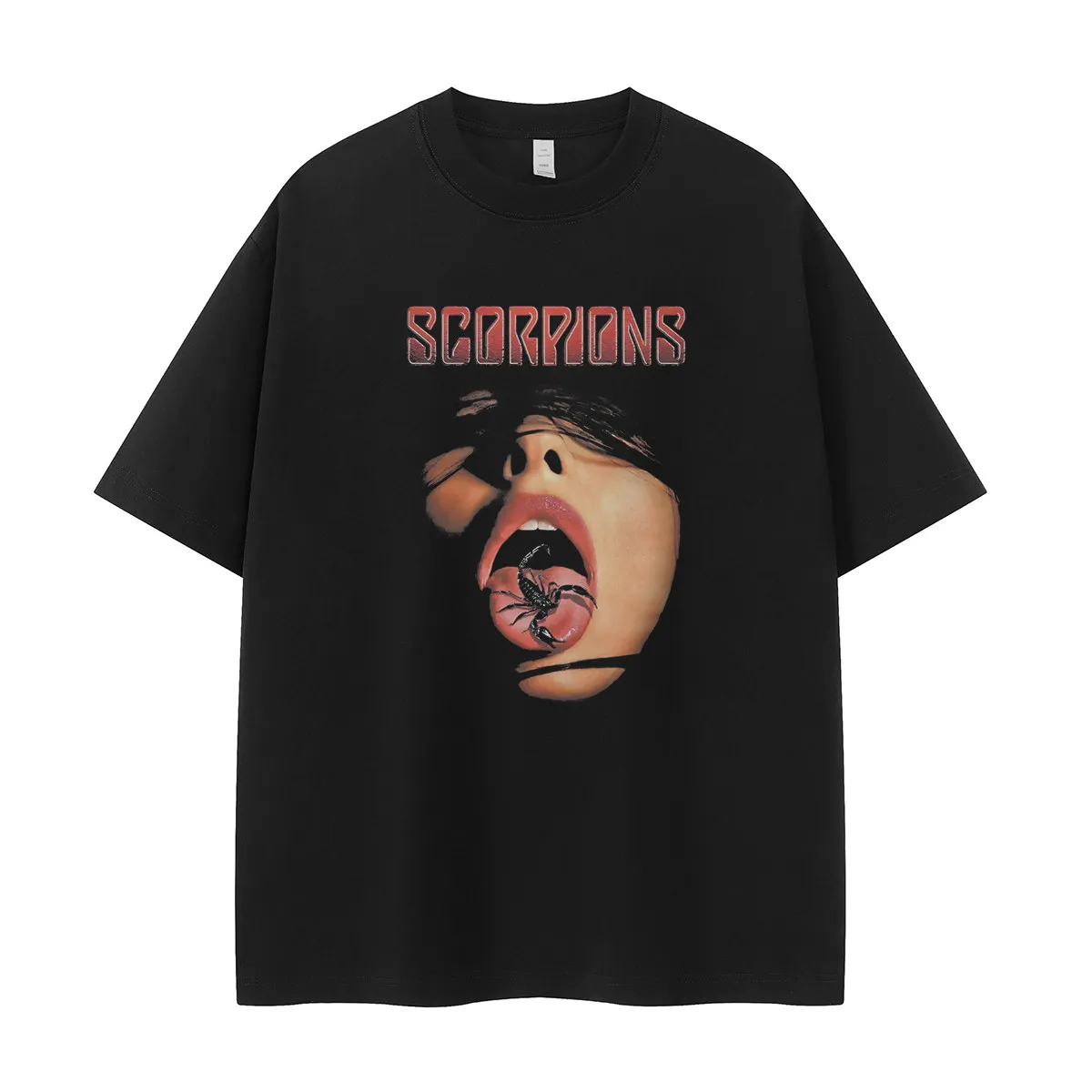 Scorpion Band Retro American Street Hip Hop Subcultural Dark VTG Shoulder-Sleeved Rock T-Shirt