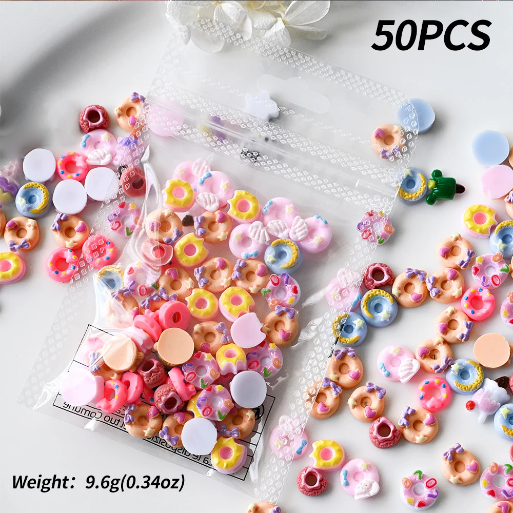 50 قطعة لون الحلوى دونات الصيف مسمار السحر الحلو الملونة الآيس كريم مخروط الكعك مسمار زينة الفتيات DIY بها بنفسك مانيكير اكسسوارات