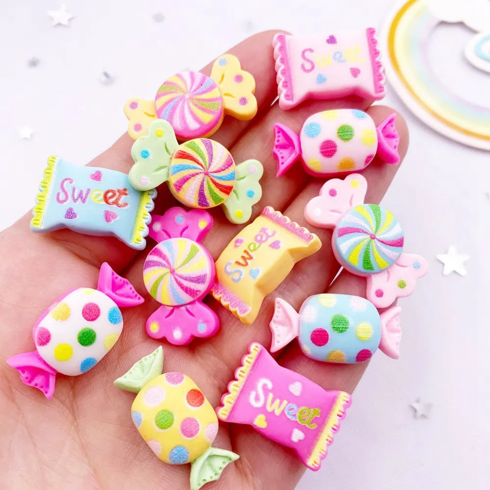 Resin 3D Sweet Colorful Dot Candy Flatback Cabochon Simulation Foods 20pcs Scrapbook Crafts DIY Accessory Decor Figurines OM230T