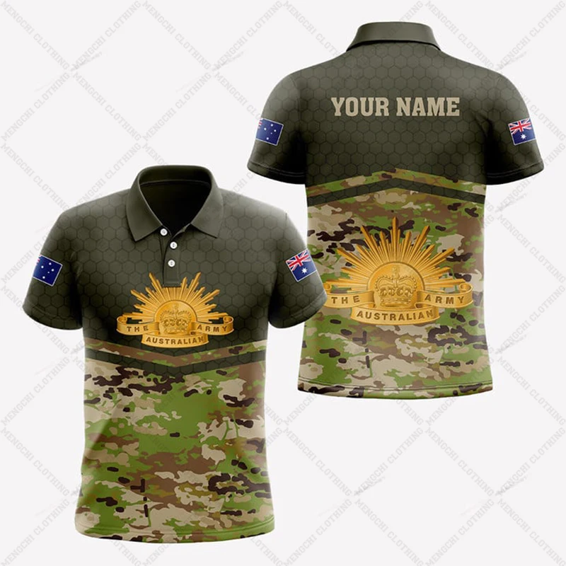Custom Name Australia Flag Graphic Camouflage Polo Shirt Summer Casual Men's Fashion Loose Streetwear Fast Dry Short Sleeve Tees