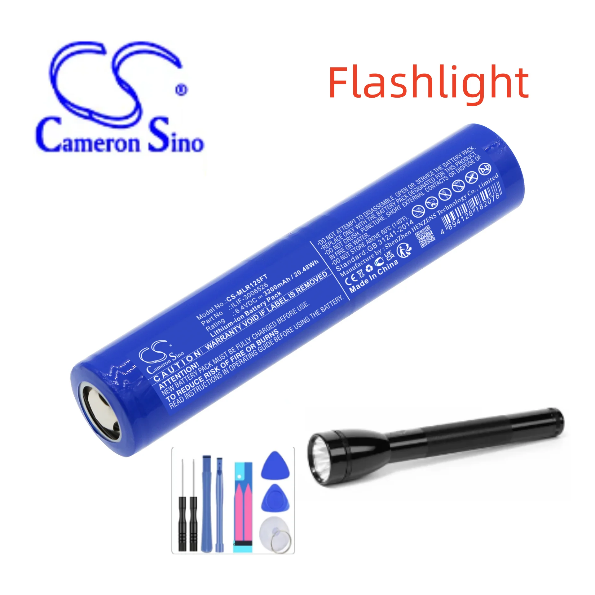 Flashlight Battery For Maglite ILIF-3006526 ML125  ML150LR  ML150LRX 3200mAh / 20.48Wh Blue  6.40V  Li-ion  322g