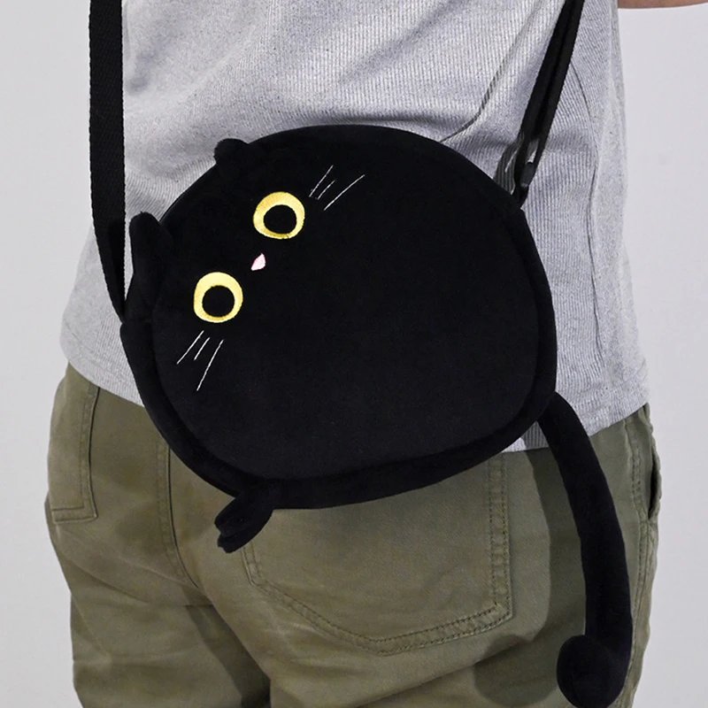 Cartoon Cute Black And White Cat Plush Crossbody Bag Children\'s Portable Coin Purse Shoulder Bag Best Birthday Gifts