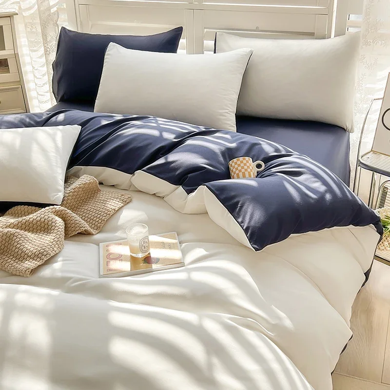 simple-two-tone-reversible-duvet-cover-soft-skin-friendly-breathable-quilt-covers-modern-color-block-single-double-blanket-cover