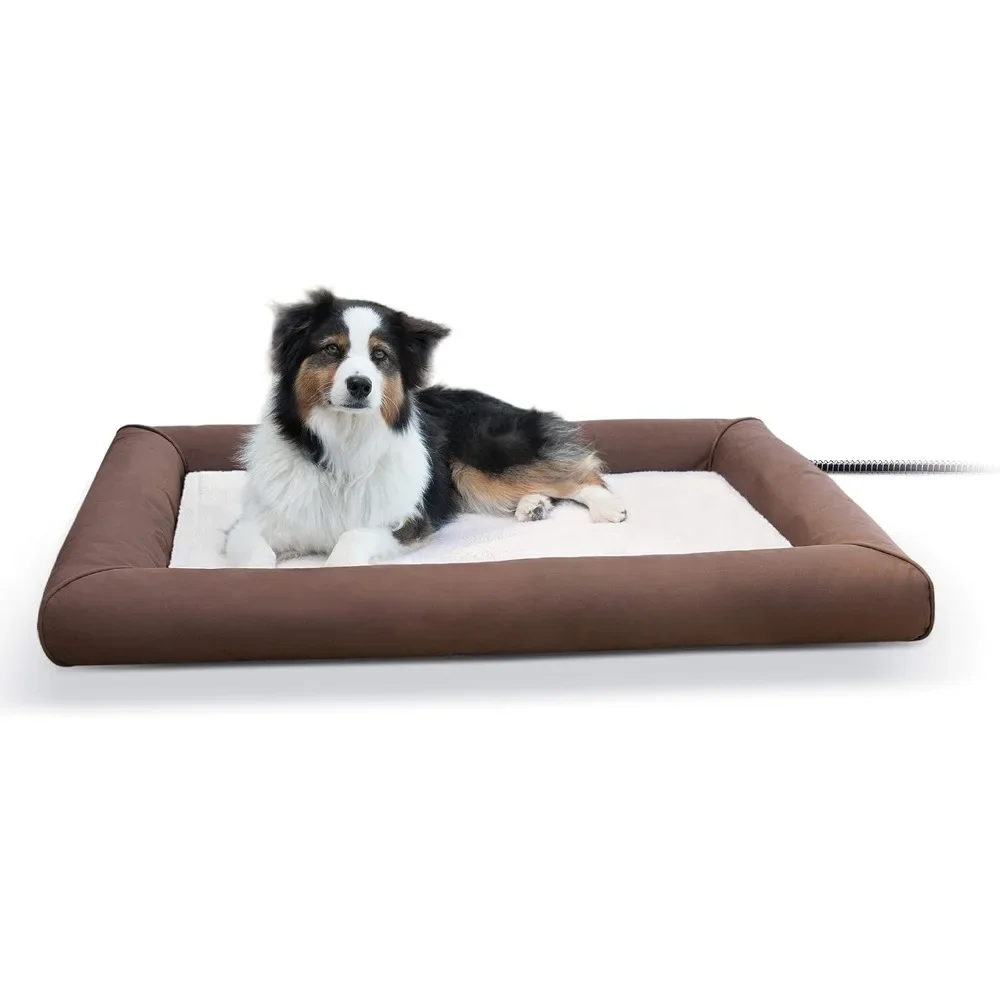 Heated Deluxe Lectro-Soft Outdoor Dog Bed with Bolster, Orthopedic Warming Pet Pad, Outdoor Heated Pad for Pets
