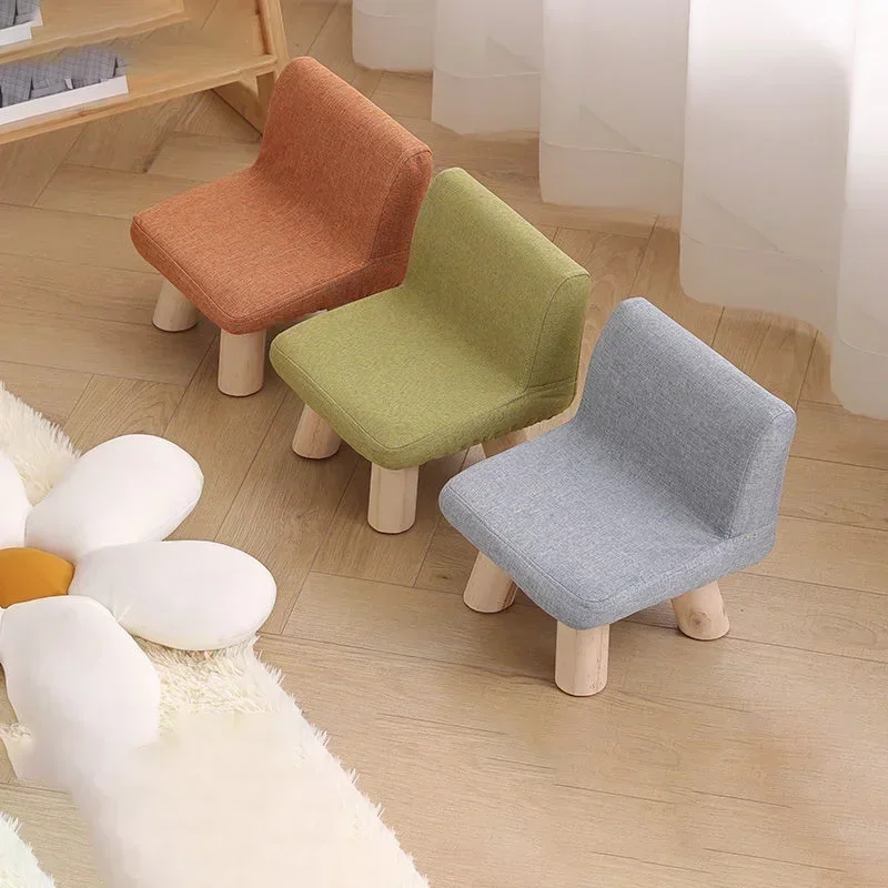 

Stool Soft Floor Kids Shoe Changing Living Room Dining Elegant Home Furniture Nordic Modern Backrest Small Wooden Low Relaxing