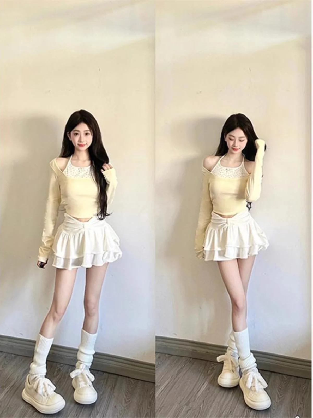 

Low Waist Floral Print Base Layer Top And Skirt Set Women's Fashion Spring Season Pure Desire Slim Fit T-Shirt And Skirt...
