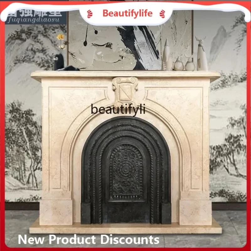

Marble French fireplace atmosphere artifact stone carving custom manufacturer medieval style fireplace