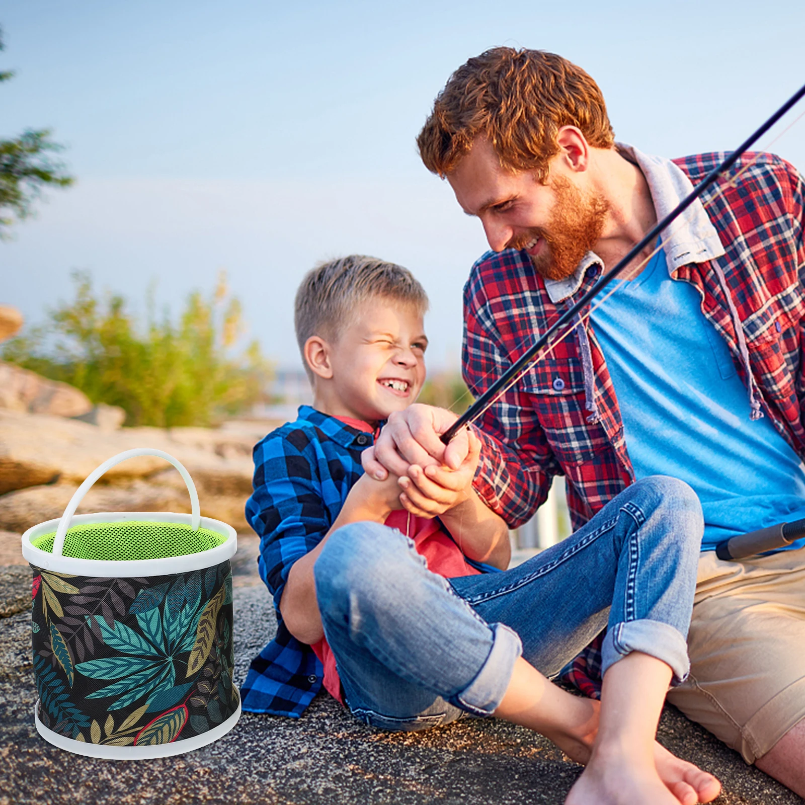

Foldable Outdoor Collapsible Lightweight Live Fish Container Large Capacity Camping Car Washing Leakproof Comfort Handle Storage