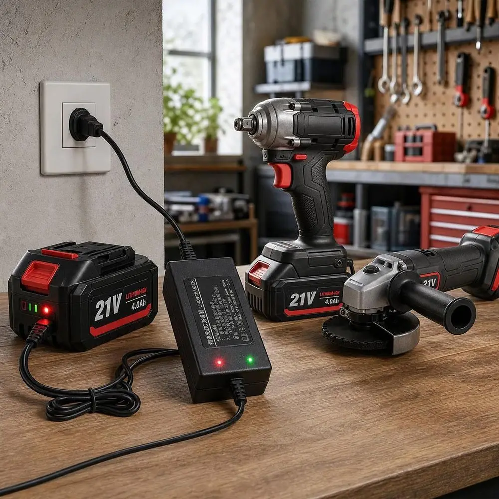 21V 2.0A Lithium Battery Charger Charging Indicator DC Barrel Connector Power Tool Battery Charger High Current Charging