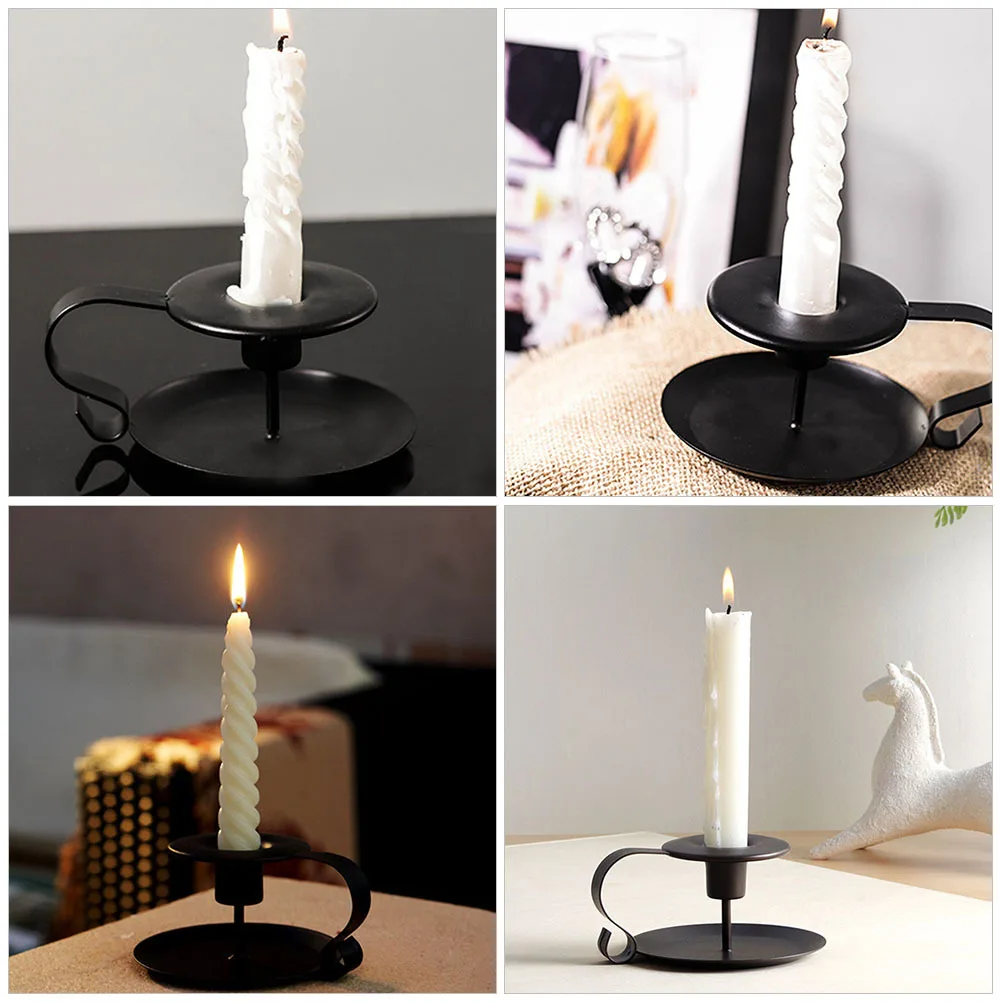 2Pcs Tea Cup Holders Safe Metal Retro Creative Decorative Candlesticks for Home Tabletop Weddings Parties