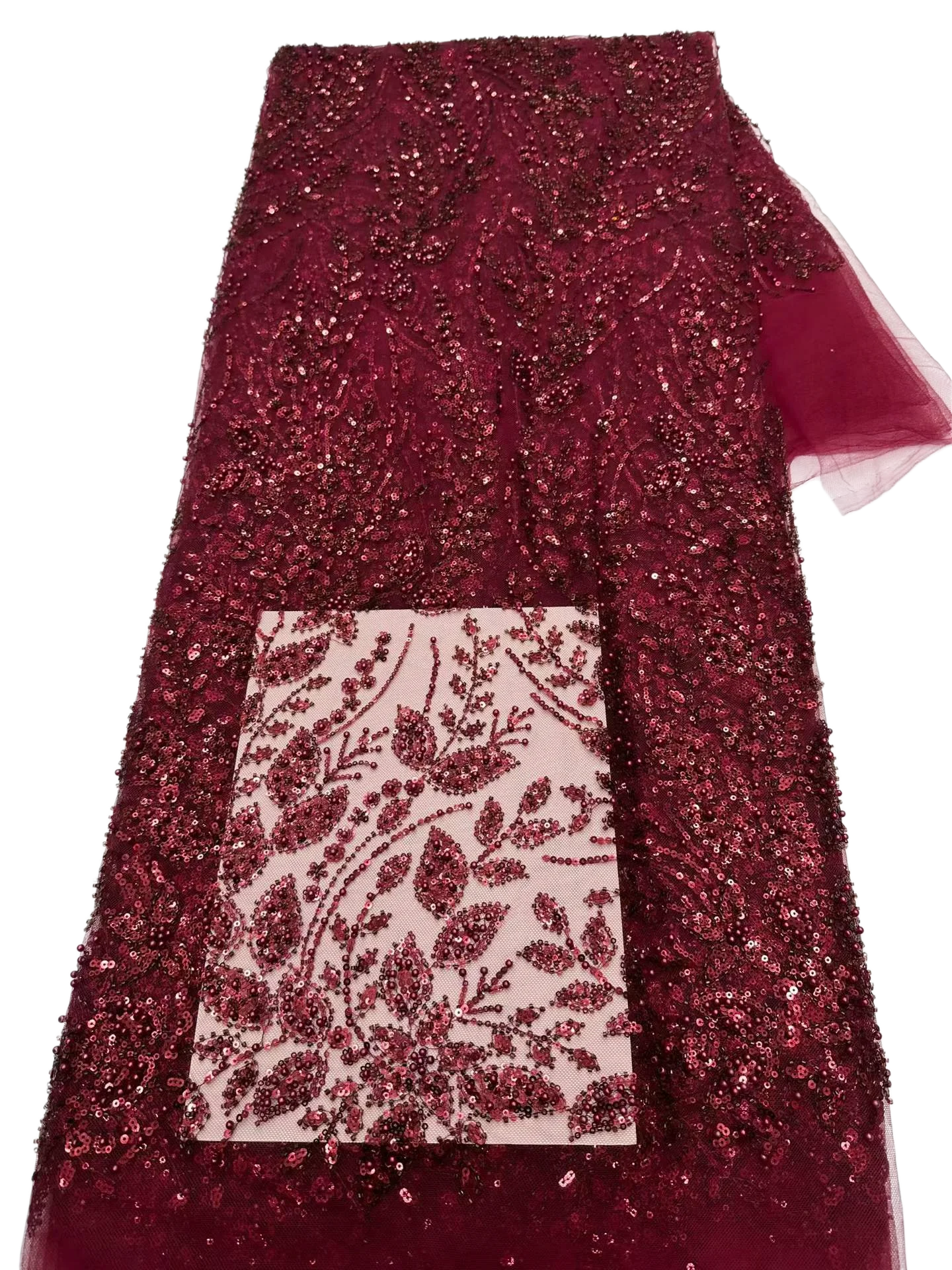 Latest Austria High Quality Eligent Soft Mesh Squined Lace With Lots Stones Fabric For Wedding Evening Dress U_Ge1895 view 4