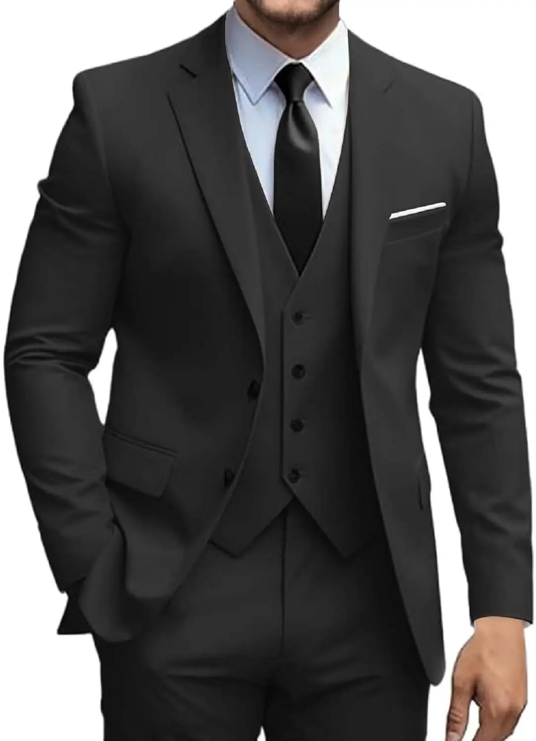 

Mens Suits 3 Piece Slim Fit Suit Set Solid Two Button Blazer Jacket Vest Pants Tuxedo Set