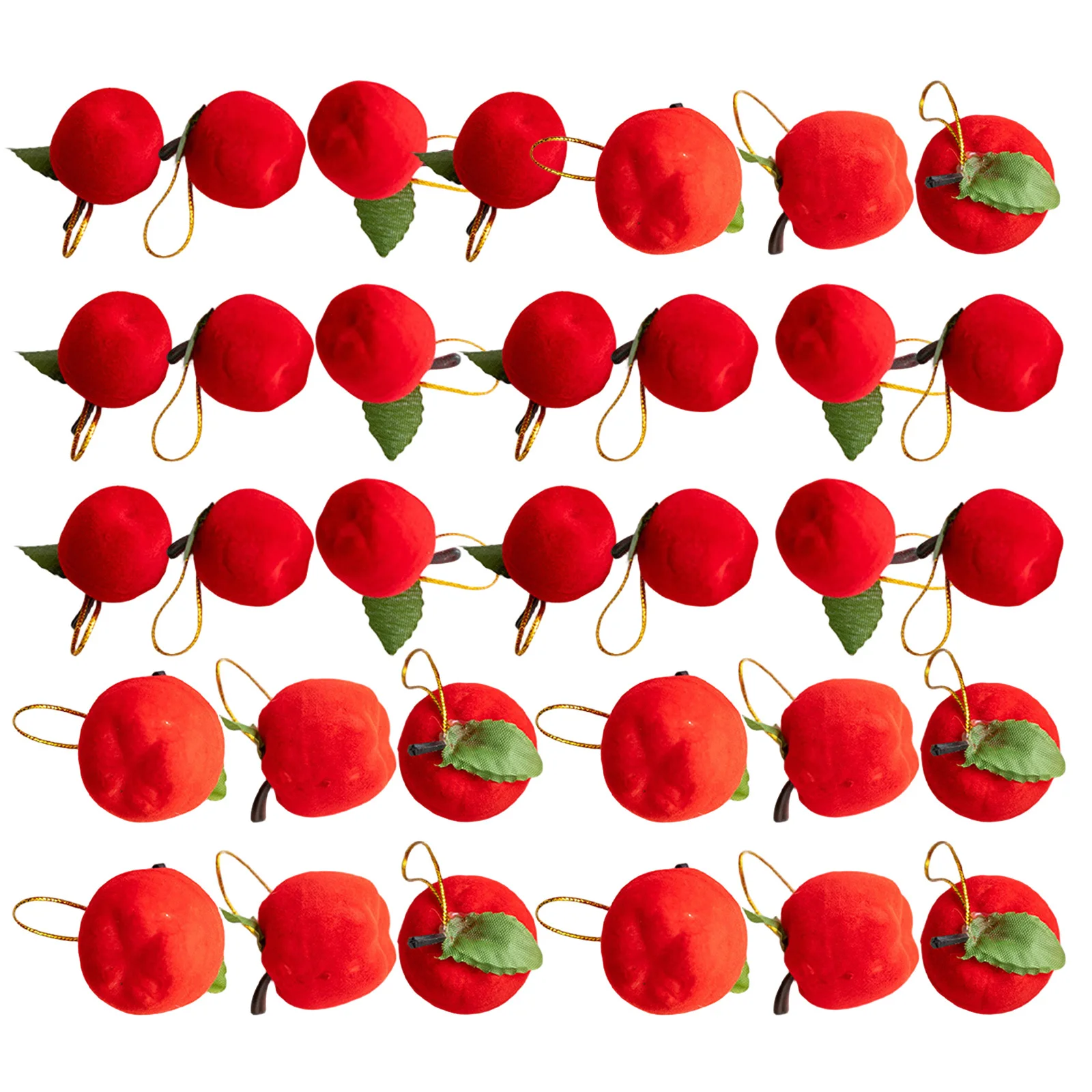 

48Pcs Mini Apple Ornaments Red Flocked Baubles Holiday Tree Decorations Christmas Party Supplies Back to School