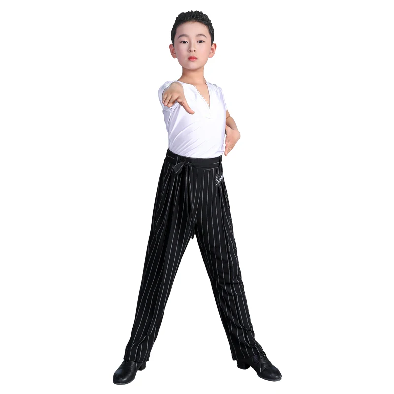 New Kids Latin Dance Clothing Boys Practice Wear Ballroom Dance Tops Trousers Cha Cha Salsa Tap Dance Performance Costume BL8412