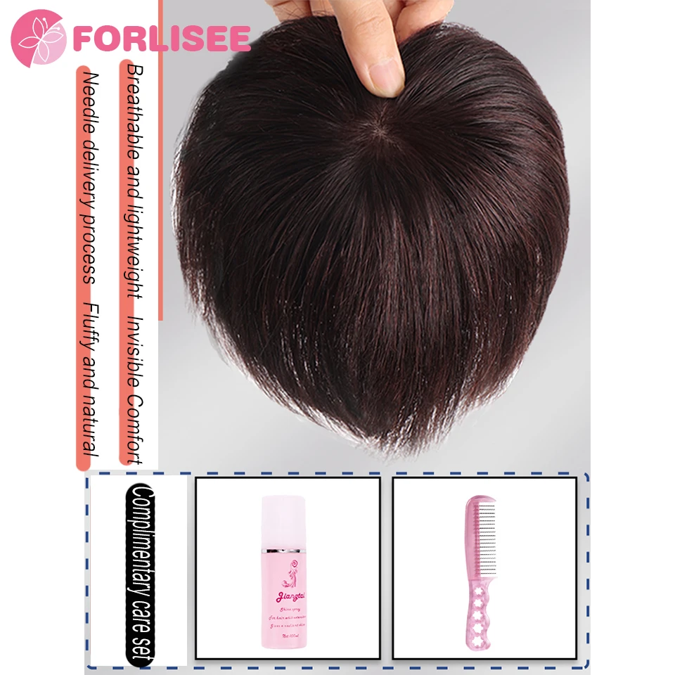 FORLISEE Synthetic Wig Head Top Summer Hair Increase High Head Top Fluffy Natural Hair Replacement Block