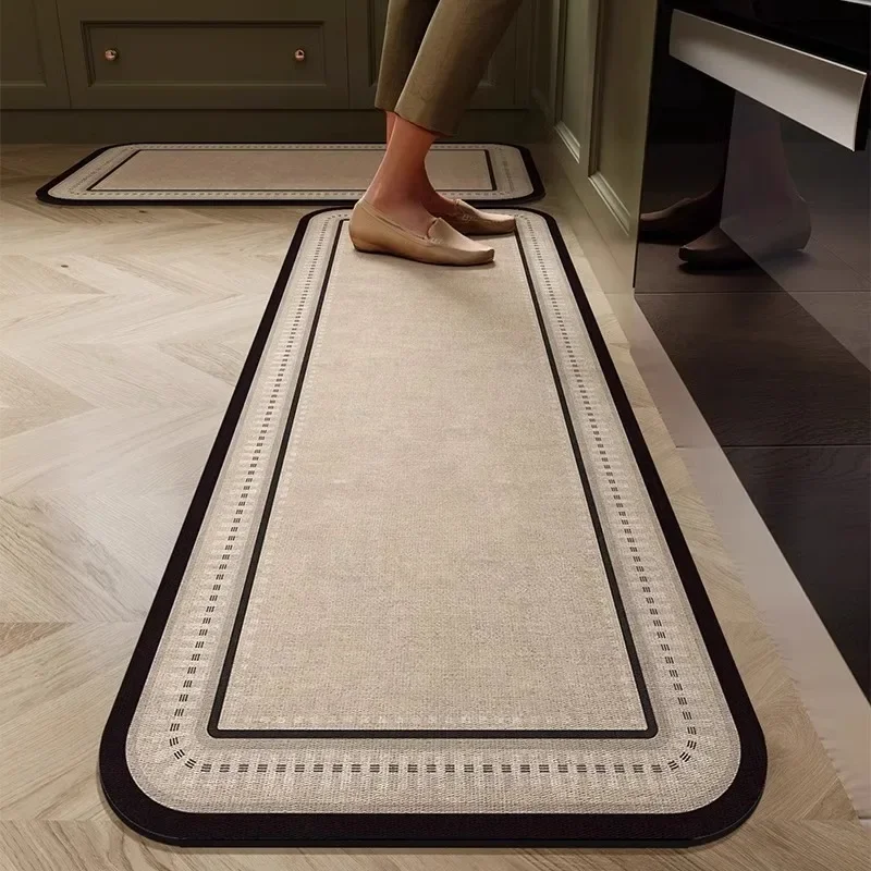 

Kitchen Floor Mats Non-slip Oil-proof Waterproof PVC Leather Carpets Simple Retro Print Scrubbable Balcony Rugs 주방 카펫 Alfombras