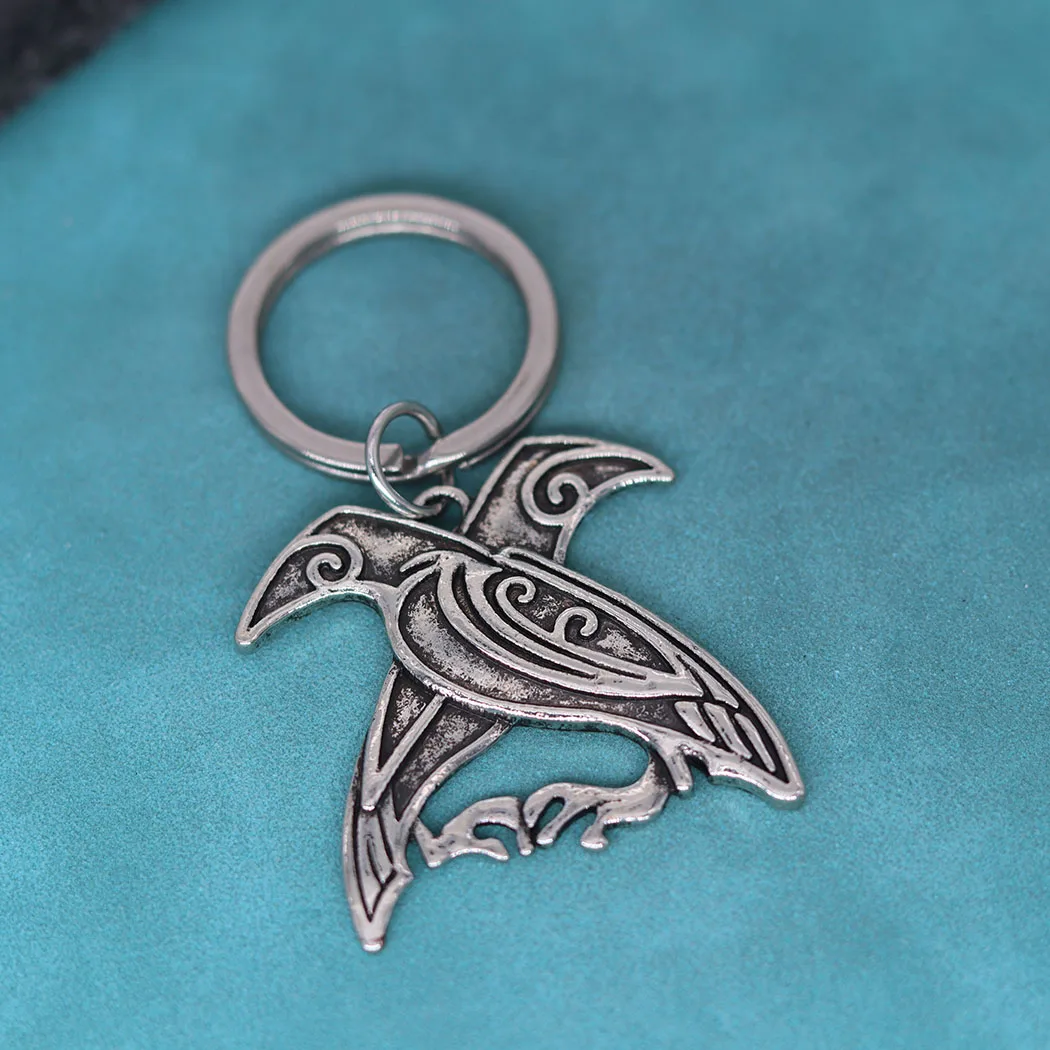 

Norse Viking Odin's Ravens Pendant Keychain Double Bird Mythology Amulet Key Chains For Men Women Talisman Jewelry Birthday Gift