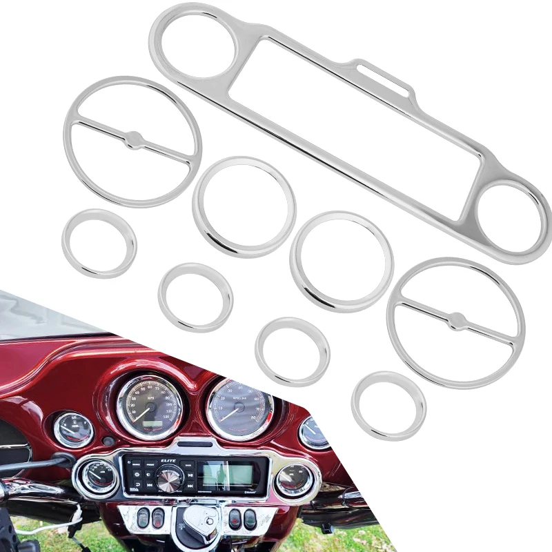 Motorcycle Speedometer Bezels Speaker Stereo Trim For Harley Touring Electra Road Street Glide Road King 1996-2013