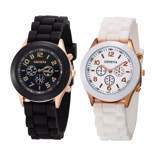 Geneva-Reloj de pulsera de cuarzo de silicona para hombre y mujer, accesorio de marca famosa, a la moda, para estudiantes, venta al por mayor