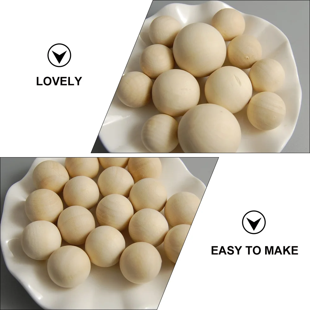 

60pcs Unfinished Diy Wooden Beads 25Mm Wood -Friendly Durable Smooth Surface Compact Light Round Solid
