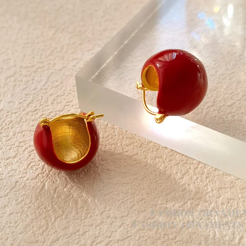 Fashion Jewelry Vintage Temperament Enamel Red Earrings For Women Party Gifts Simply Design Ear Accessories Hot Selling