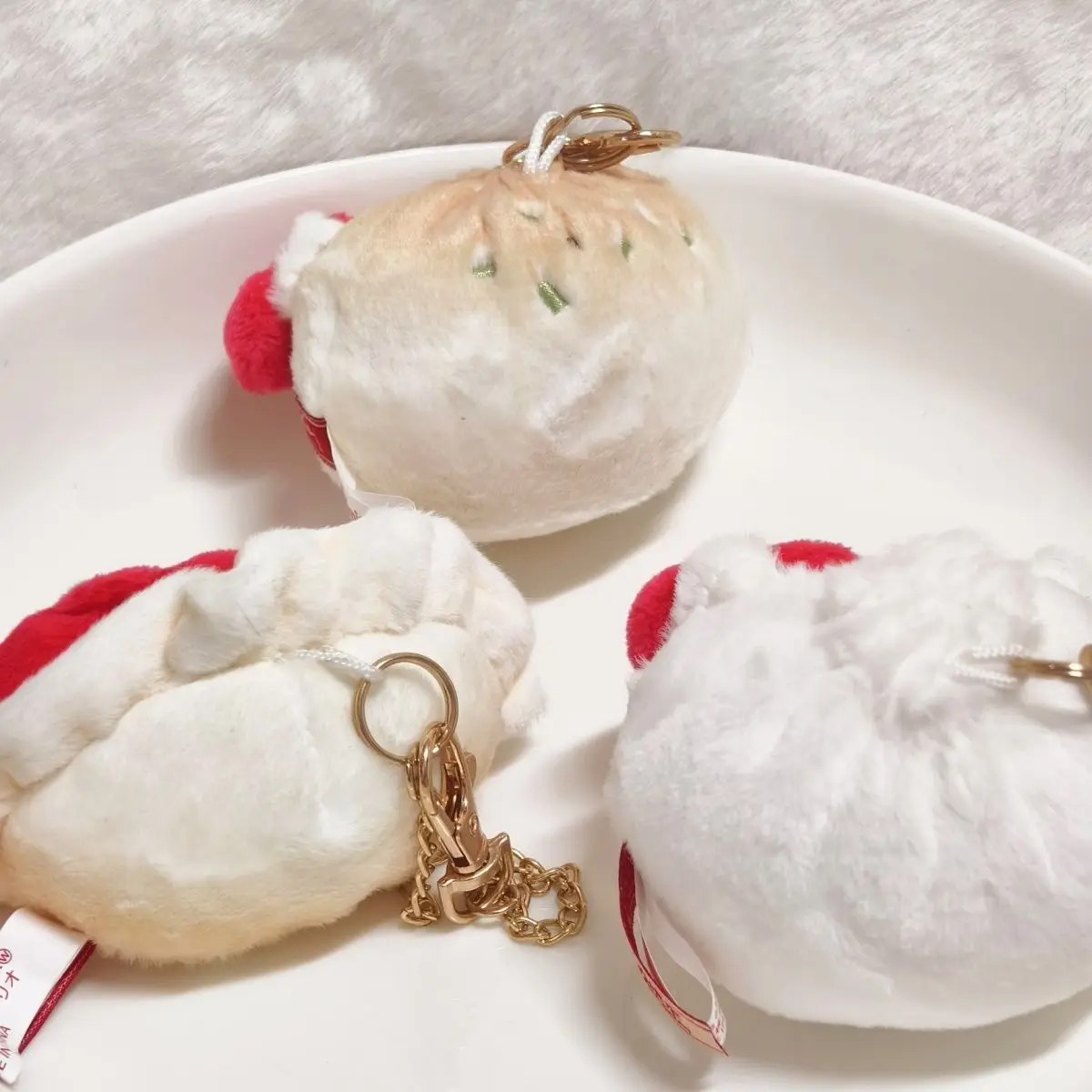 Sanrio Hello Kitty Cross-Dressing Round Face Food Chain Buckle Plush Keychain Backpack Pendant Car Key Decoration Birthday Gift