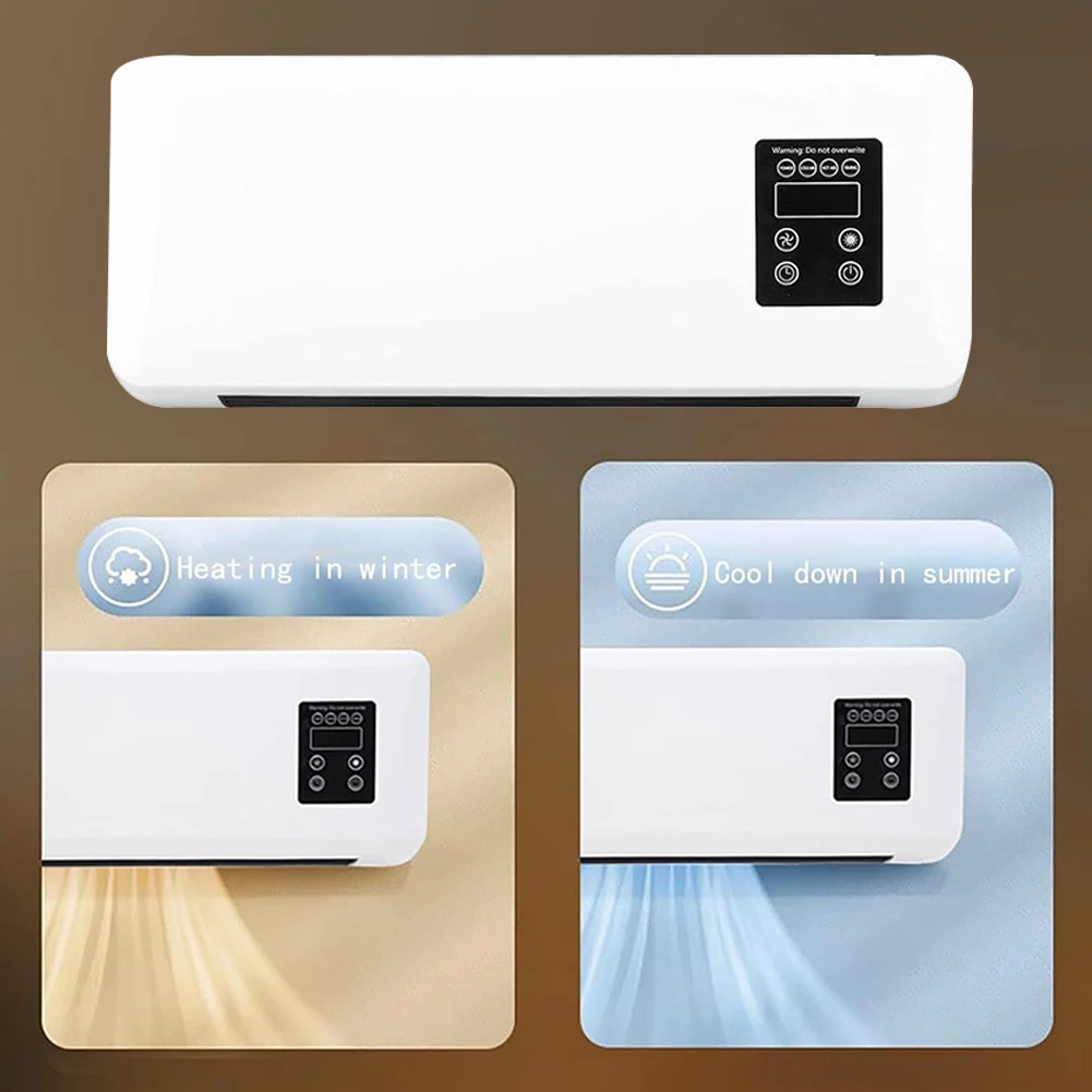 Mini Wall Cooling/Heating Fan Blower,Remote Summer Cooler Winter Heaters Ventilation Bladeless Desk Fan for Home Bathroom