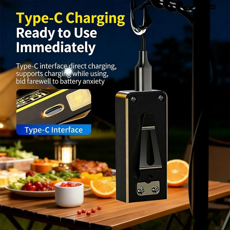 LED COB Flashlight Type C Rechargeable Portable Mini Torch Pocket Lantern Flood Work Light with Clip Magnet For Emergency image 2