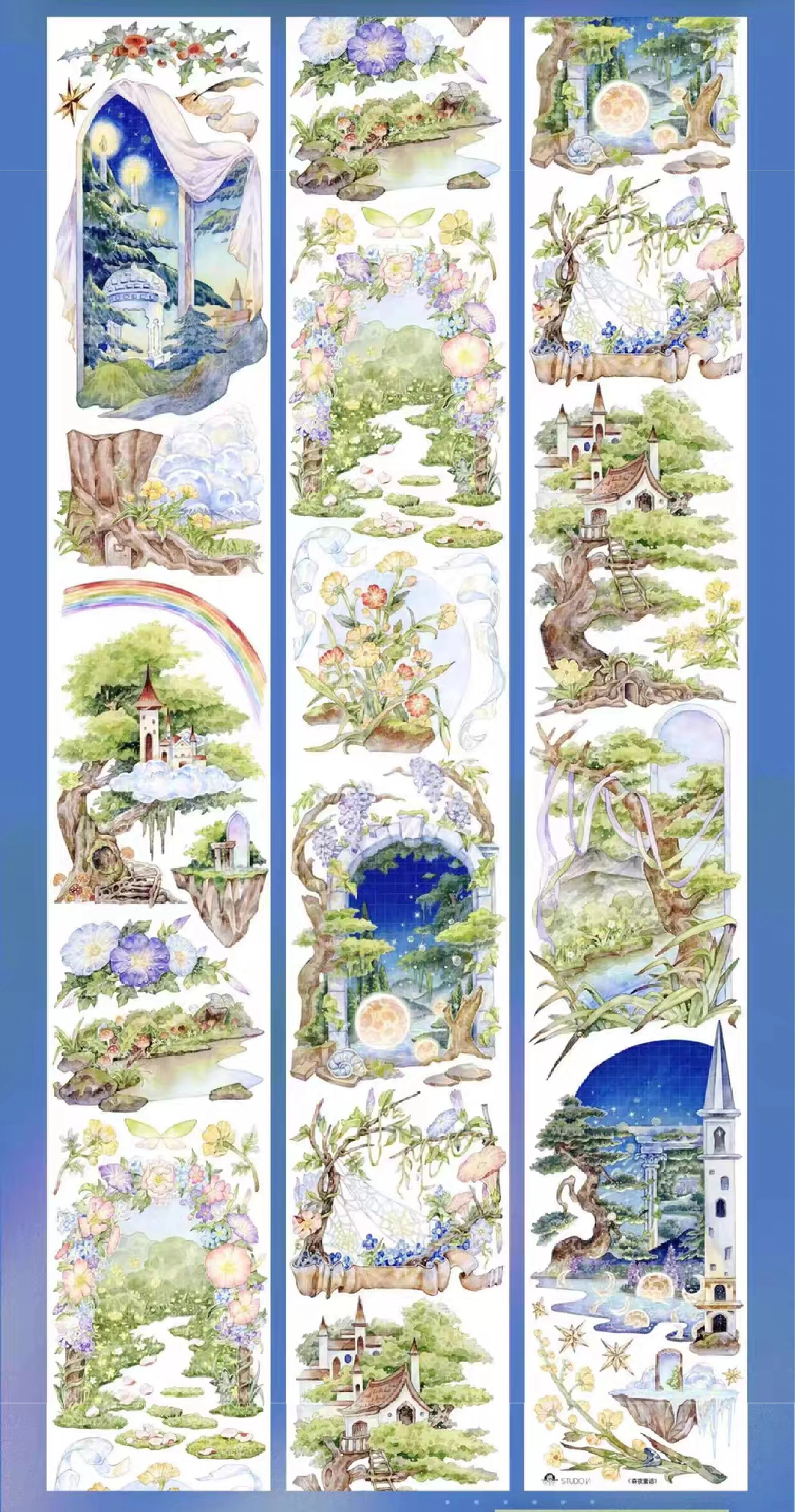 1 Loop PET Washi Tape Sample Studio VI/Rainbow Adventure/Mori Night Fairy Tale/Sakari Night