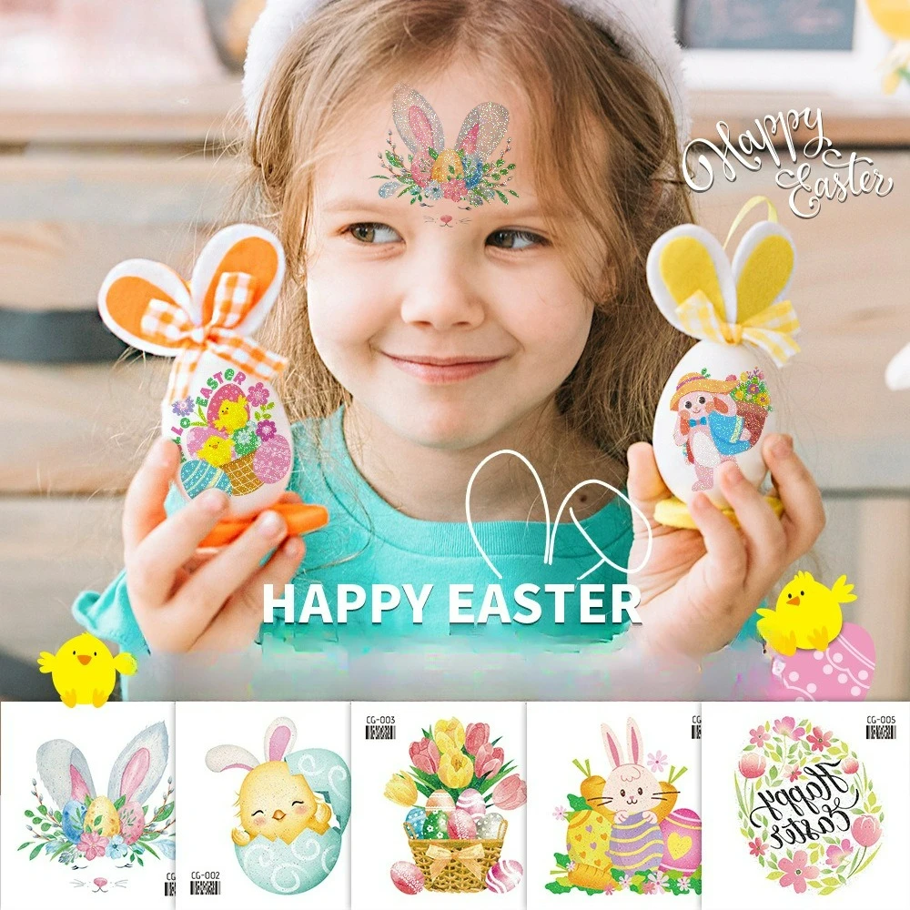 

New glitter Easter tattoo stickers, cute face stickers, arm Temporary tattoo stickers