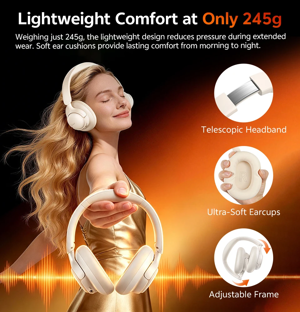 QCY H6Neo Kabellose Kopfhörer 52dB Adaptive Hybrid ANC Bass-Boost-Headsets Hi-Res LDAC Bluetooth 6.0 Spatial Audio Kopfhörer 96H – Detail 12