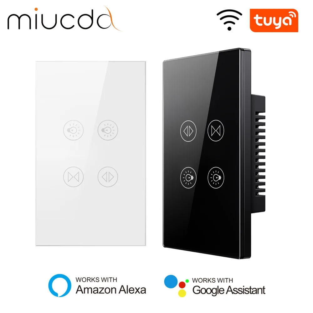 MIUCDA Tuya WiFi Curtain Light Switch Smart Curtain Blind Switch for Electric Motorized APP/Voice Control For Alexa,Google Home