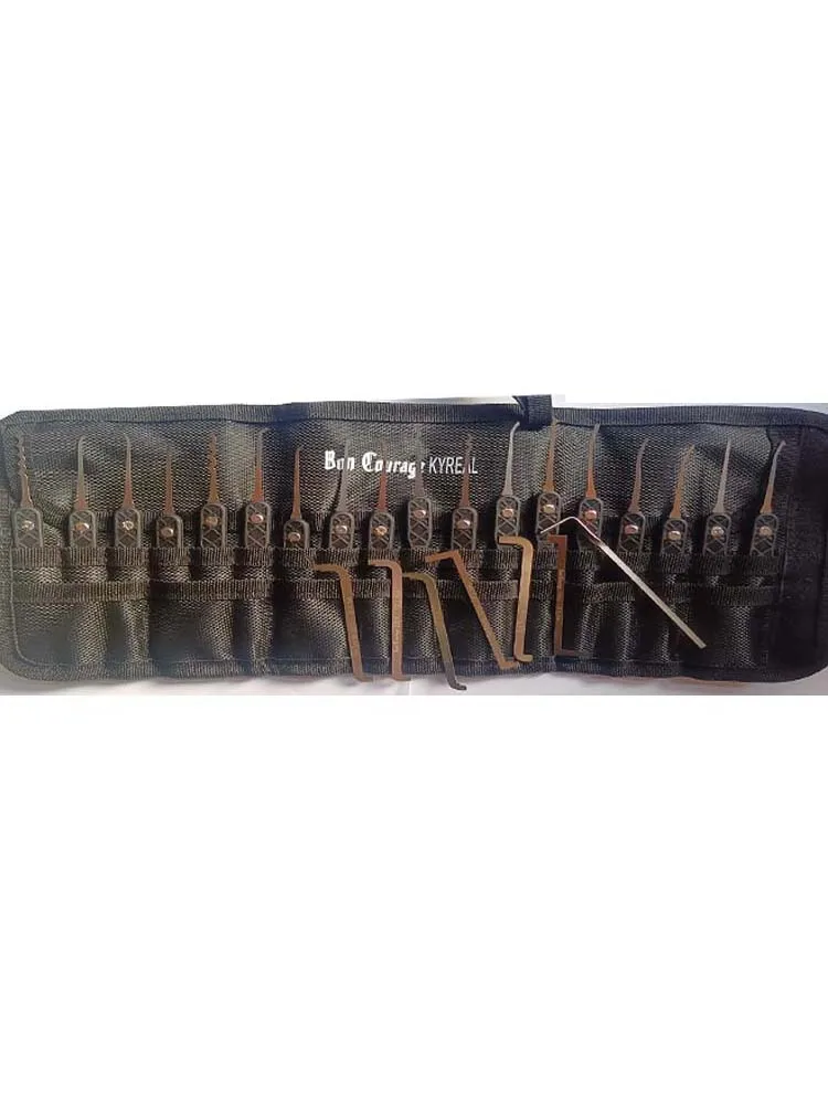 Hochwertige Bon Courage Kyreal mit schwarzem Griff, 18 Haken aus Edelstahl, 0,5 mm Dicke, mit 7 Spannungswerkzeugen, Schlosserwerkzeuge – Detail 2