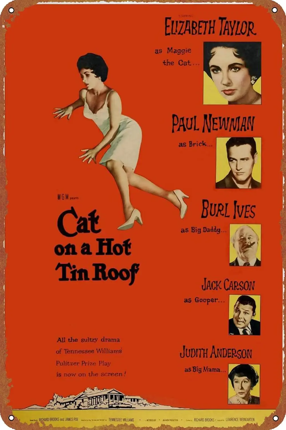 Cat on a Hot Tin Roof Vintage Metal Tin Sign Garage Sign Wall Decoration Old Car Shop Poster Oil Station Sign 8 × 12 inches sign
