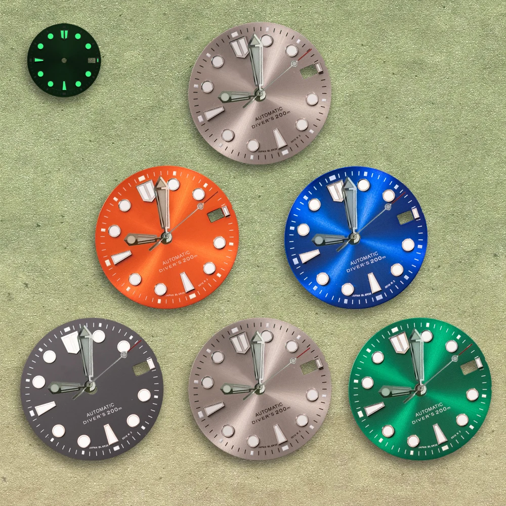 

NG S Logo 28.5mm Sunburst Diver's Dial NH35/NH36/4R Movements C3 Green Luminous Watch Modification Accessories repair Parts