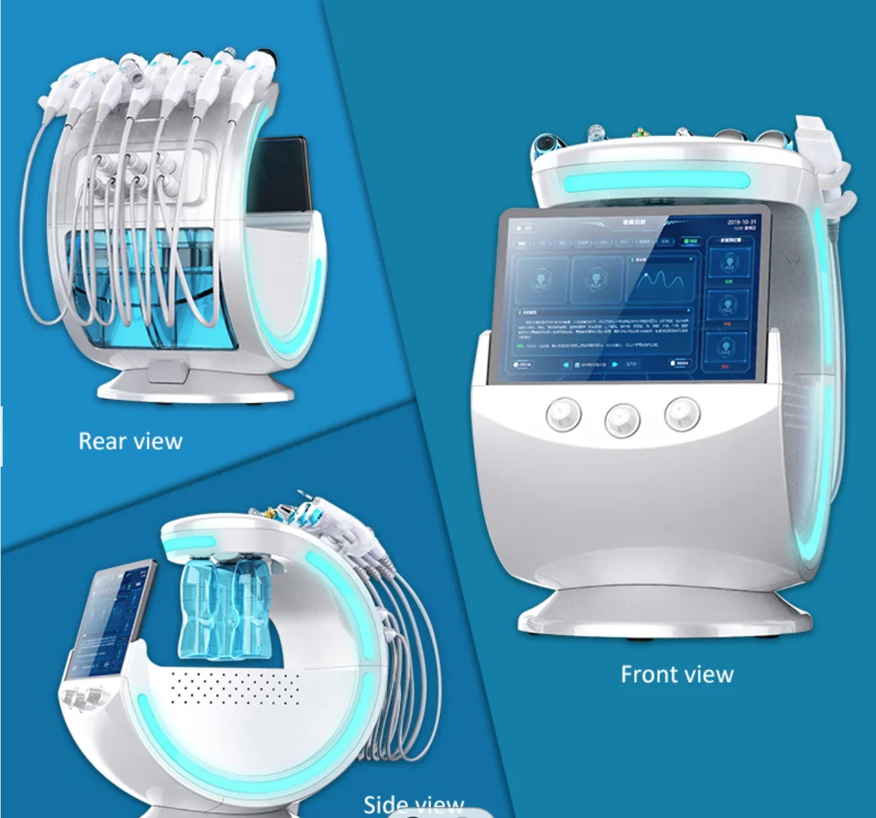 portable facial peeling trends intelligent ice blue microdermabrasion hydro-facial machine skin scanner analyzer