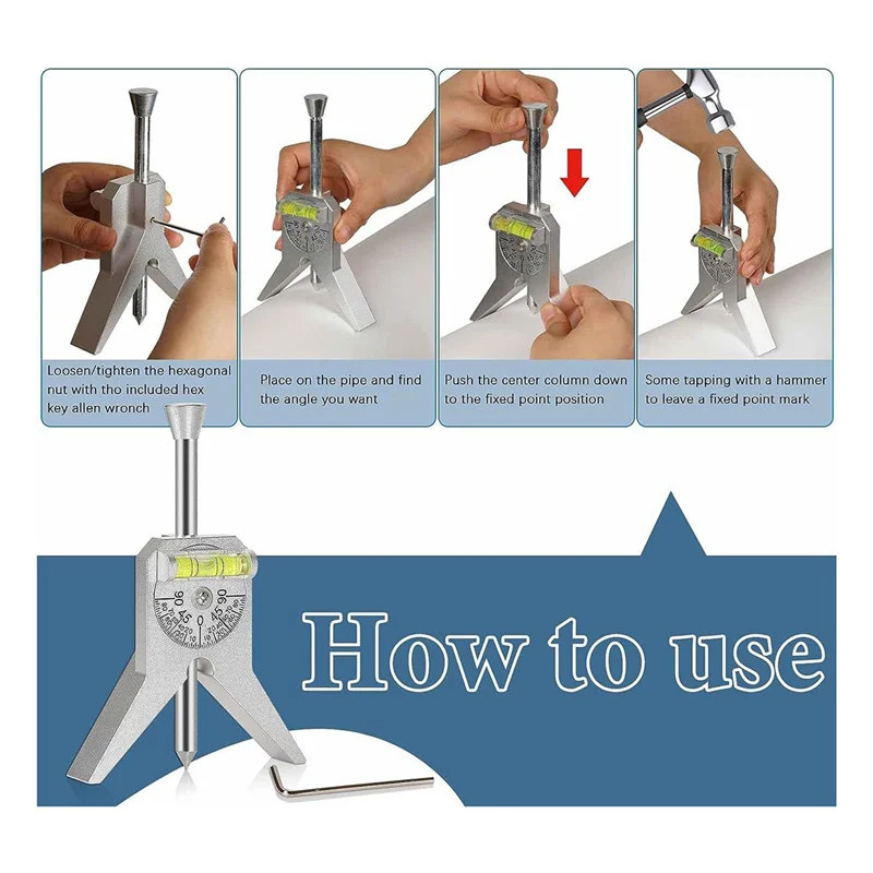 Pipe Center Finder with Centering for Measure Pipe Diameter over 0.5Inch and Up Pipe Center Punch Level