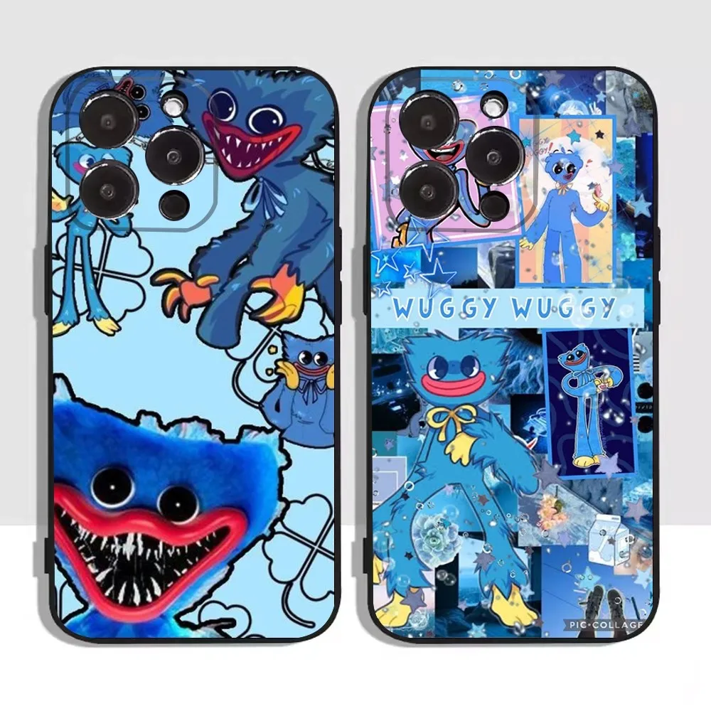 Cartoon Huggys Wuggys Phone Case For Apple iPhone 15,14,13,12,11,XS,XR,X,8,7,Pro,Max,Plus,mini Silicone Black Cover