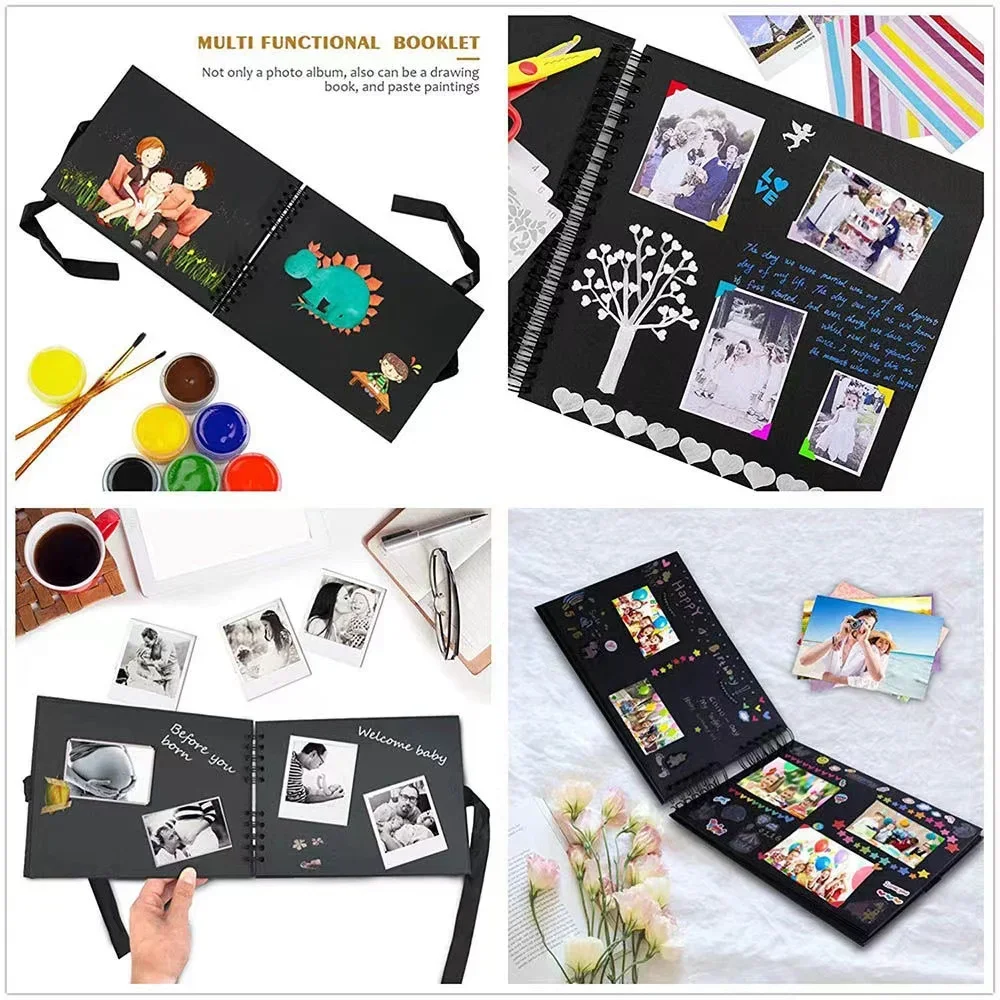 DIY Scrapbook Photo Album White Black Pink Memory Books Handmade A4 A5 Scrapbooking Album Kit Set for Wedding Anniversary Gifts