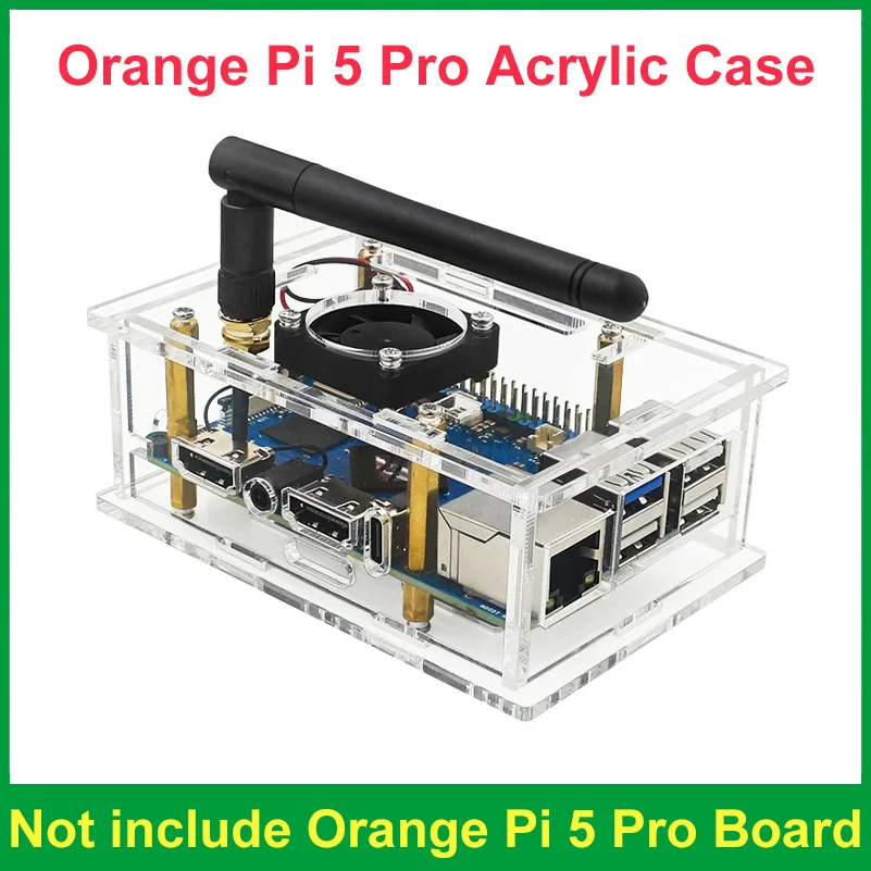 

Acrylic Case for Orange Pi 5 Pro Transparent Shell Enclosure With Cooling Fan for Orange Pi 5 Pro Development Board