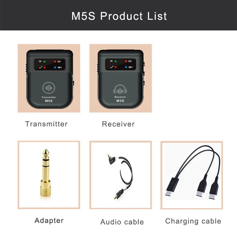 3CGRO-M5S ワイヤレスインイヤーモニターシステム 2.4G ワイヤレス IEM システムステージモニタースタジオ、バンドリハーサル、ライブパフォーマンス用