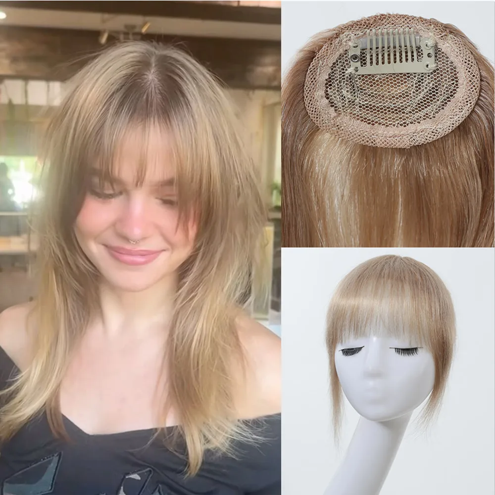 

Заколка на челке Пепельно-русый настоящий челка из человеческих волос Заколка на бахроме с накладками Шиньоны Натуральный вид Наращивание волос для женщин