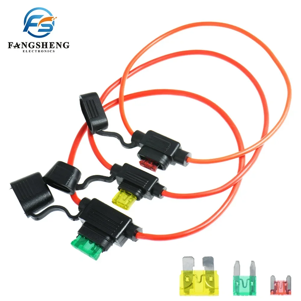 Waterproof 32V Mini Small Medium Auto Fuse Holder 18/1614/12/10AWG And Car Blade Fuse 5A 7.5A 10A 15A 20A 25AStandard/Mini/Micro