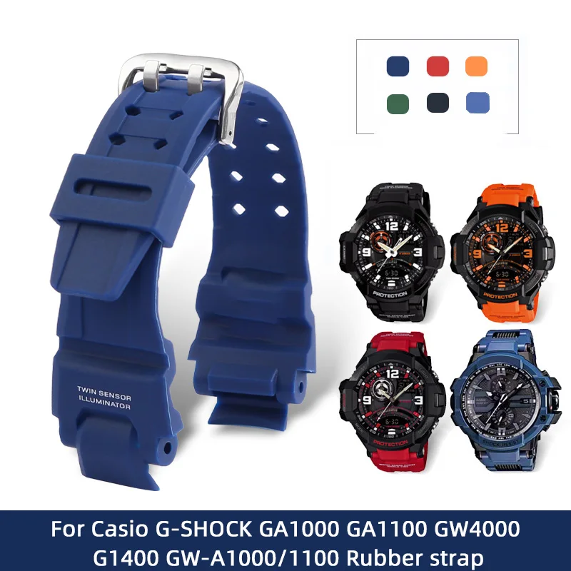 Silicone Rubber strap For Casio G-SHOCK GA1000 GA1100 GW4000 G1400 GW-A1000/1100 Series Waterproof Watchband Men\'s Accessories