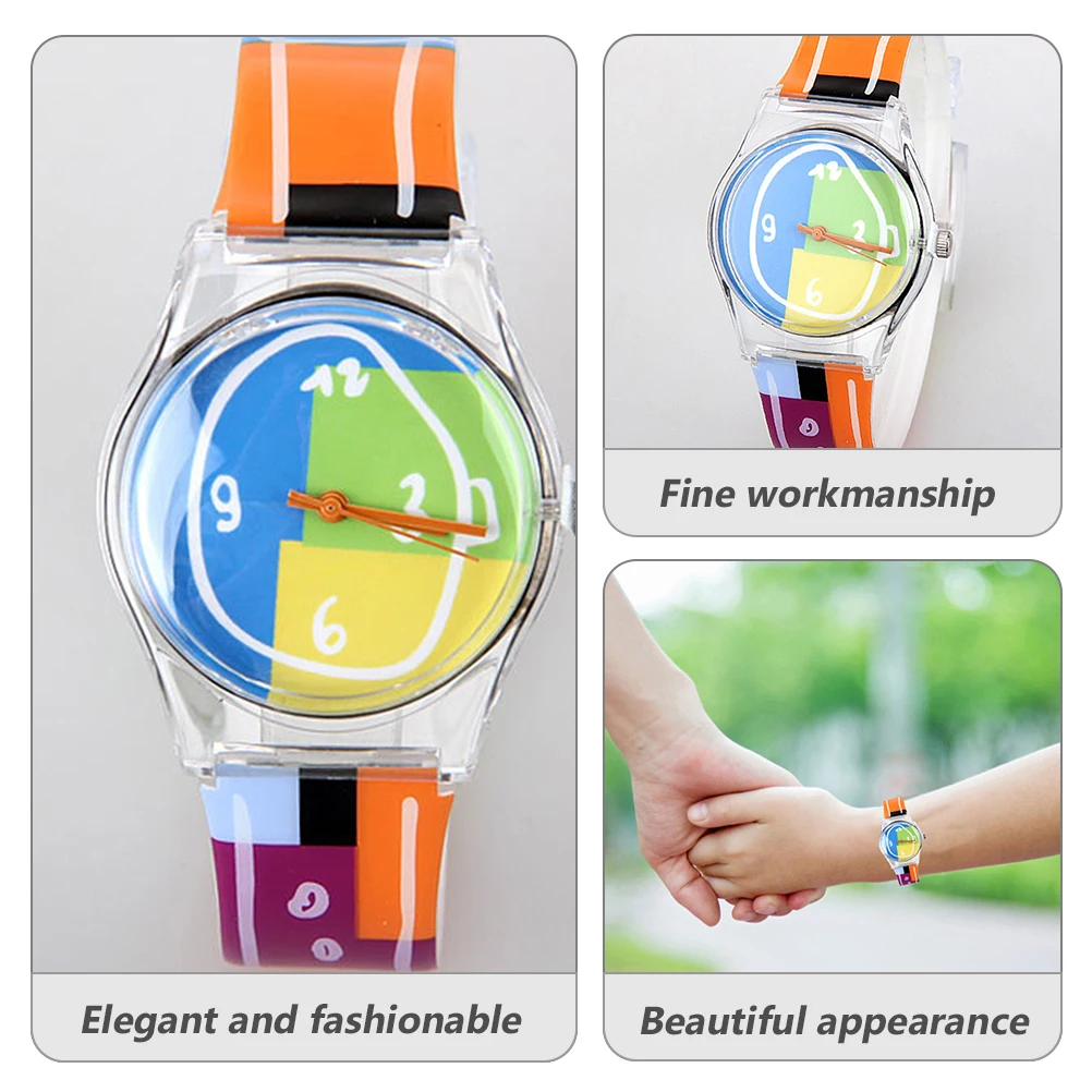 1 шт. детские часы с мультяшным рисунком, пластиковые красочные детские подарки, регулируемые наручные часы, удобное обучение времени для студентов