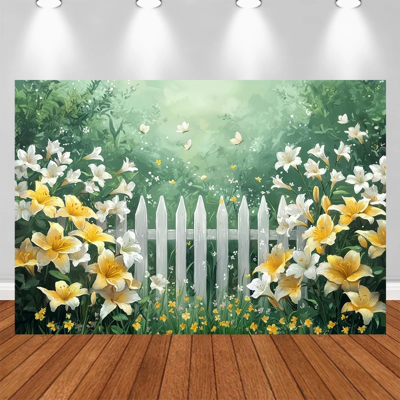 LS Spring Photography Backdrops Easter Grass Fairy Forest Baby Doll Cake Portrait Photo Background Photo Studio Photophone