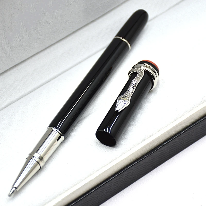 High Quality Heritage Series 1912 Black Resin Rollerball Pen MB Office School Writing Ballpoint Pens With Unique Snake Clip