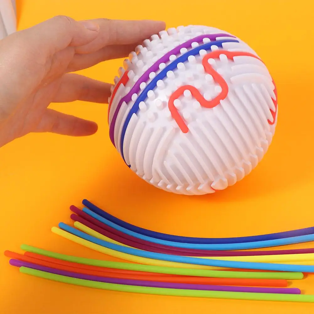 

3D Stereoscopic Montessori Sensory Activity Ball Rainbow Color Twist Rope Finger Fidget Ball Silicone Material DIY Design